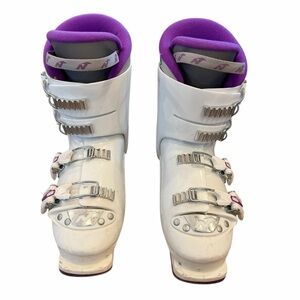 Women's White and Purple Ski Boots